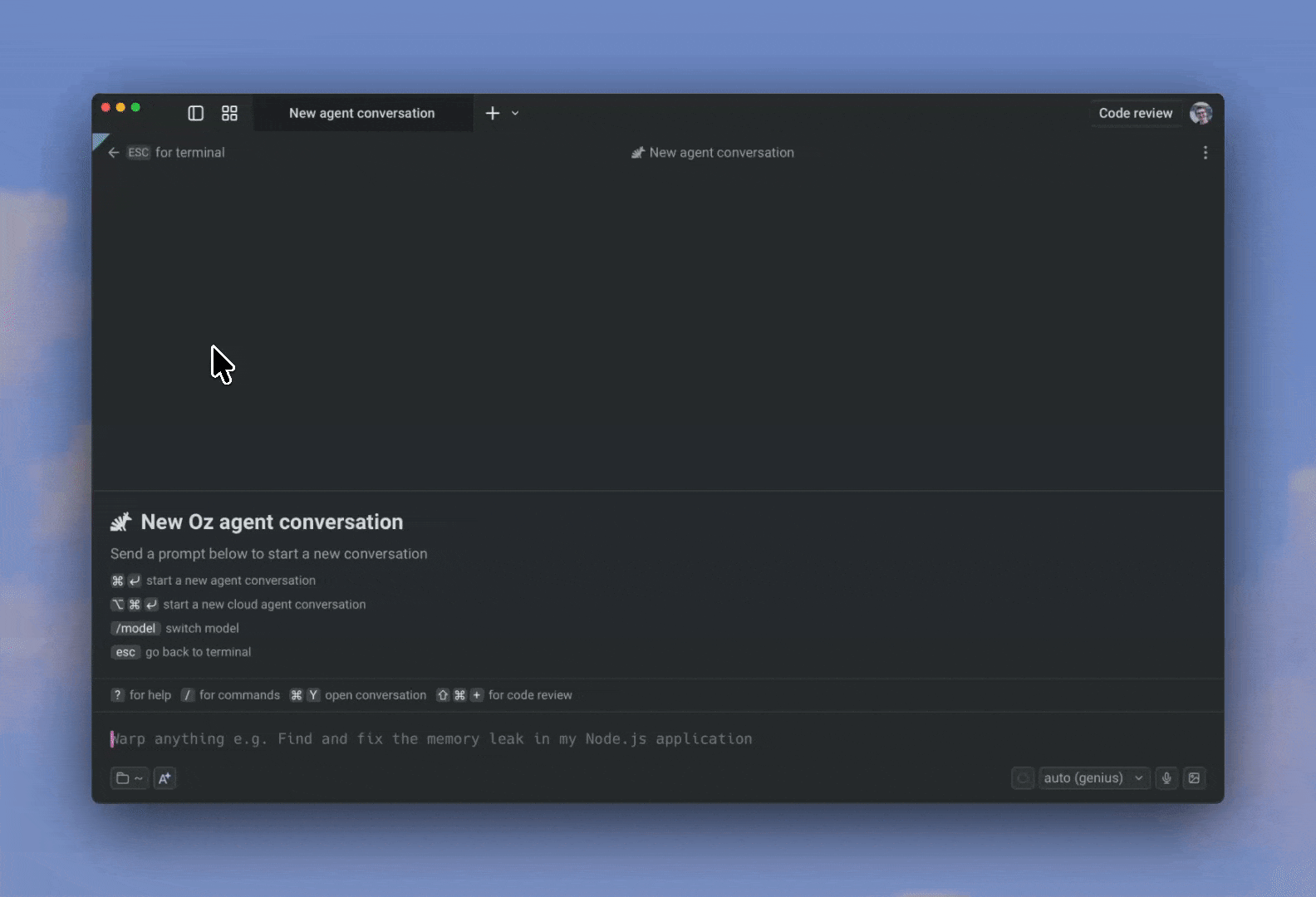 Using Agent as your default for new tab sessions